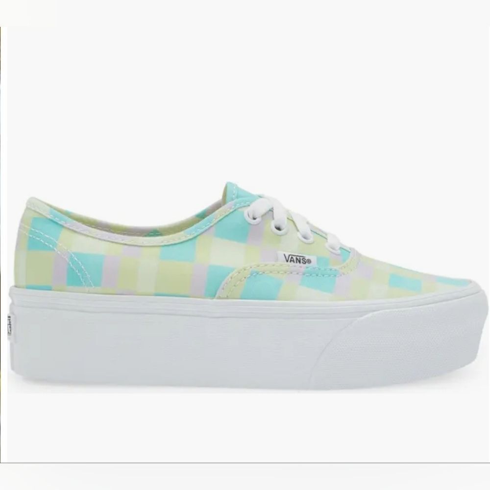 🇬🇪🔥NWT Vans Pastel Checkered Picnic Plaid Unisex Stackform Sneakers Size 6.5 - Picture 2 of 11